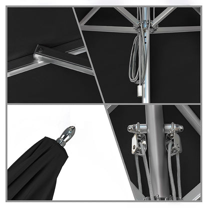 Rodeo 6' Square Premium Aluminum Commercial Market Umbrella With Sunbrella Fabric With Greek Key Valance With Sunbrella Fabric