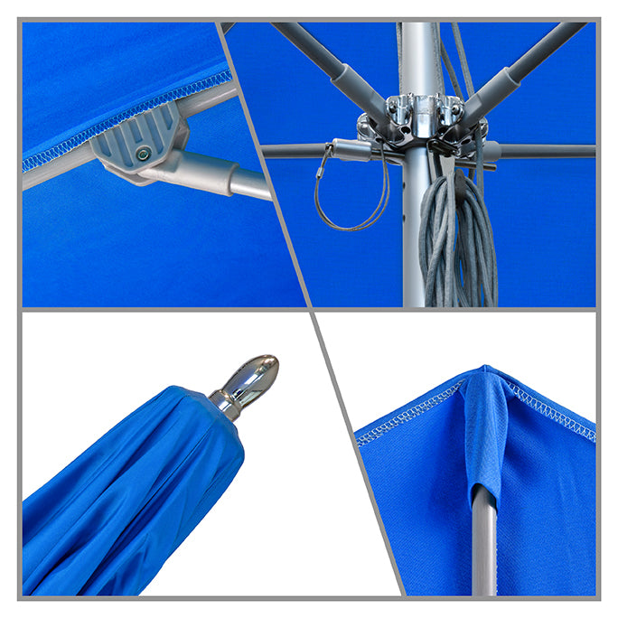 Newport 6' Square Premium Aluminum & Fiberglass Commercial Market Umbrella With Sunbrella Fabric