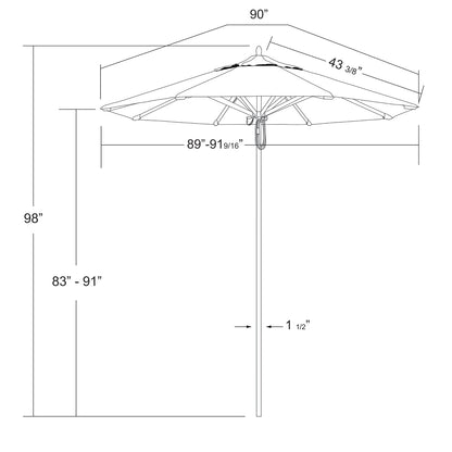 Newport 7.5' Premium Aluminum & Fiberglass Commercial Market Umbrella With Sunbrella Fabric