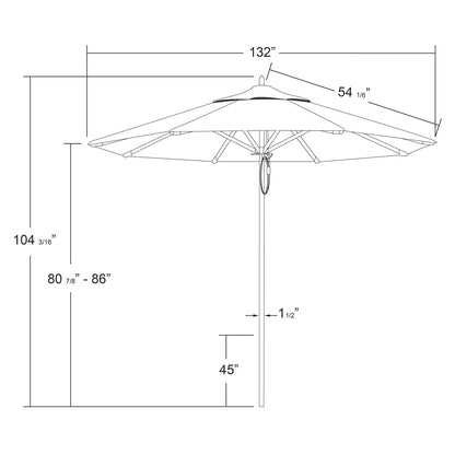 Newport 9' Premium Aluminum & Fiberglass Commercial Market Umbrella With Sunbrella Fabric