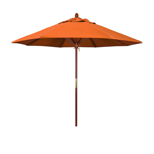Grove 9' Commercial Wood Market Umbrella With Sunbrella Fabric