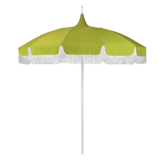 Pagoda Classic Cut 8.5' Commercial Aluminum & Fiberglass Patio Umbrella With Sunbrella Fabric And Fringe