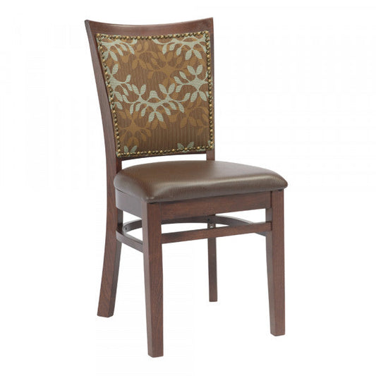 Checker Back Wood Dining Chair W/ Padded Back & Nail Trim