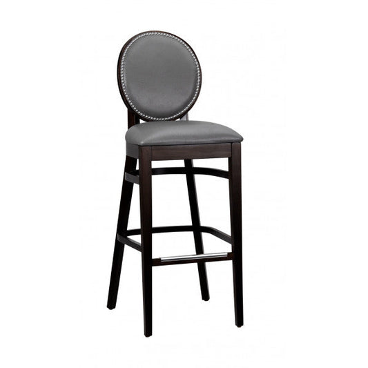 Louis Wood Barstool W/ Padded Seat and Back